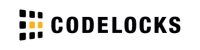 Codelocks logo with a black and yellow design on a white background.