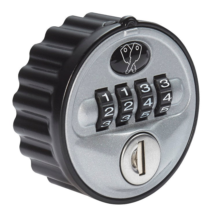 L&F 4 Dial Mechanical 2800 Locker Lock with a Silver Face and Black Lock Body.