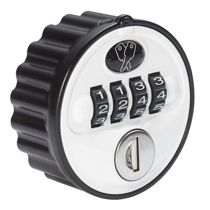L&F 4 Dial Mechanical 2800 Locker Lock with a White Face and Black Lock Body.